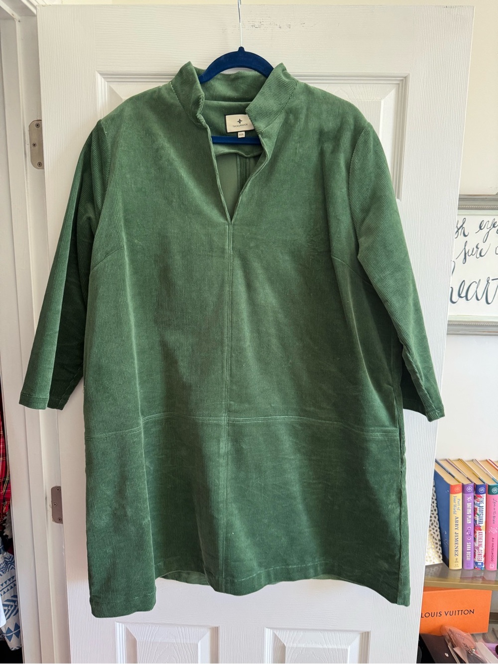 Tuckernuck Green Corduroy V-Neck Tunic Dress